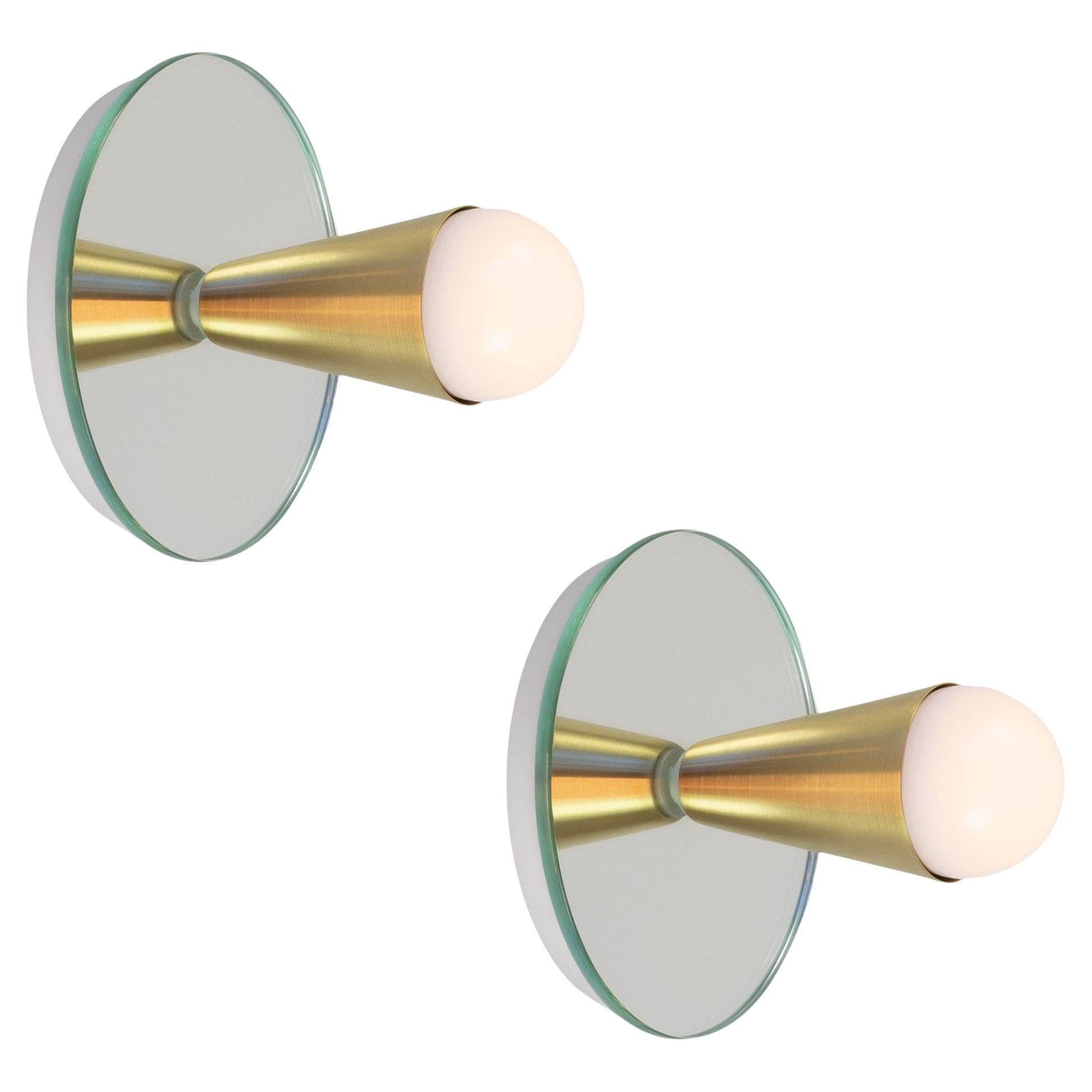 Echo One Sconce Pair/Flush Mount in Brass, from Souda, in Stock For Sale