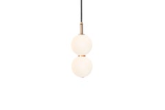 Echo Pendant Lamp. Opal Glass Orbs, Brass Metalwork. Integrated LED
