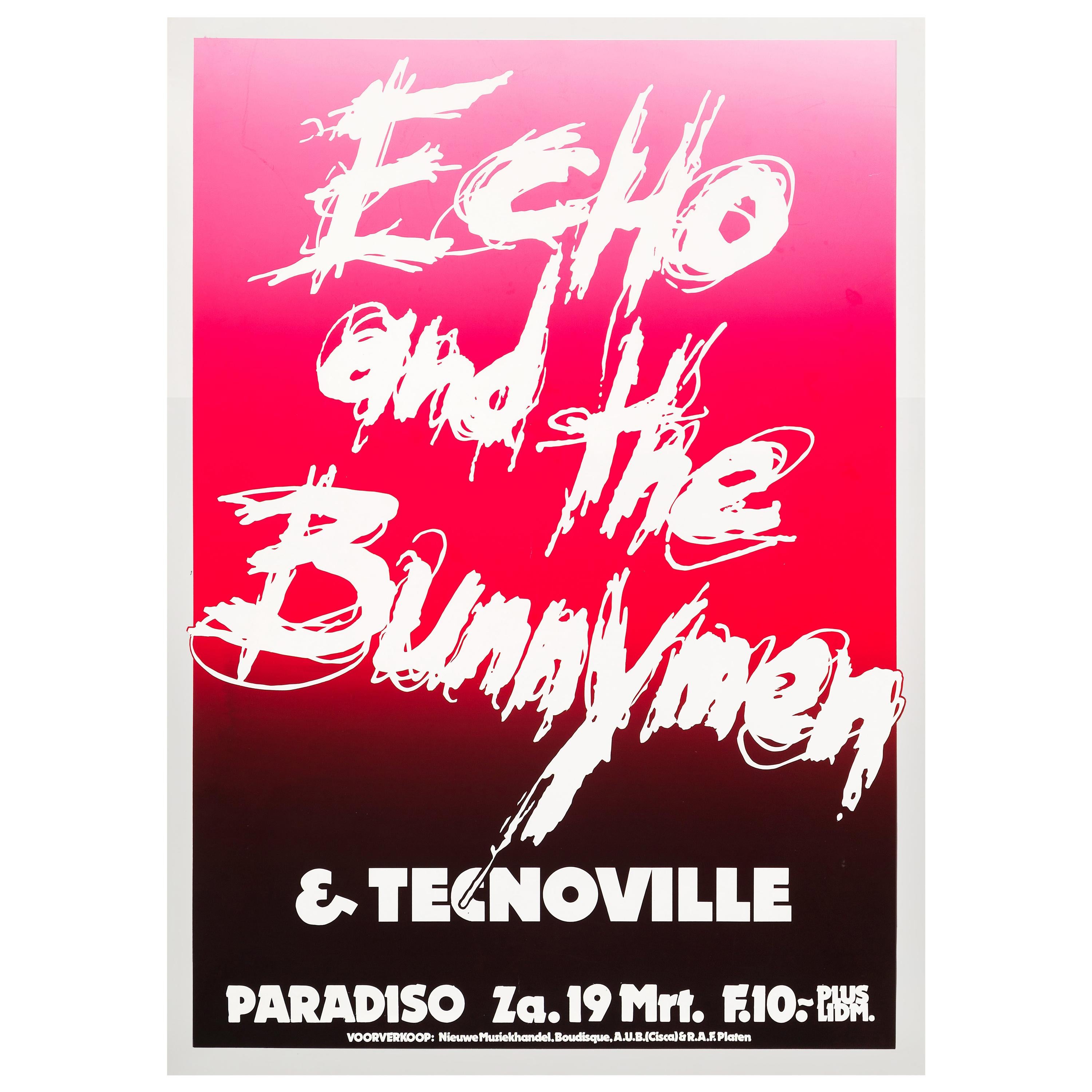 Echo & the Bunnymen Original Concert Poster for the Paradiso, Amsterdam, 1983