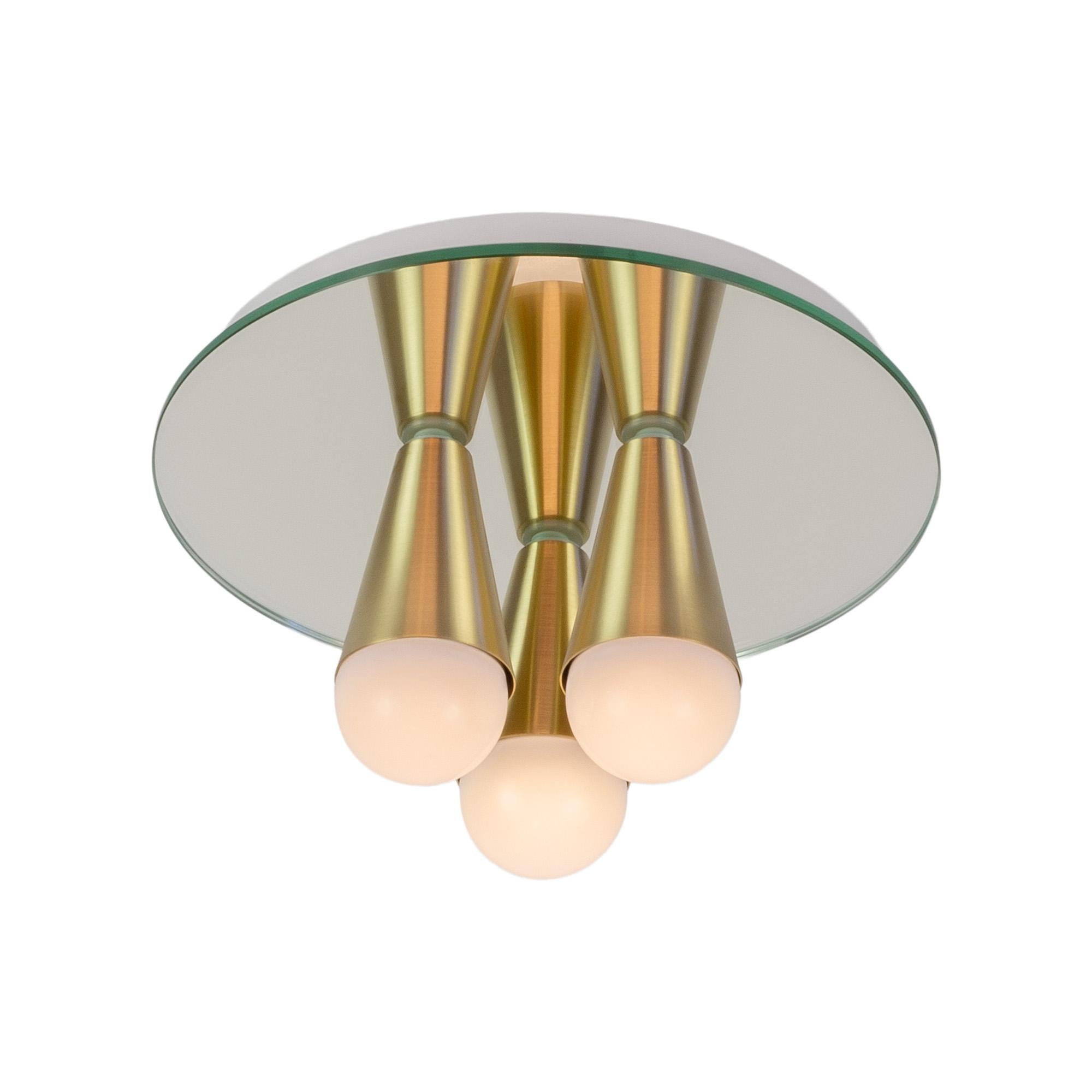 Modern Echo Three-Flush Mount in Brass, from Souda, Made to Order For Sale
