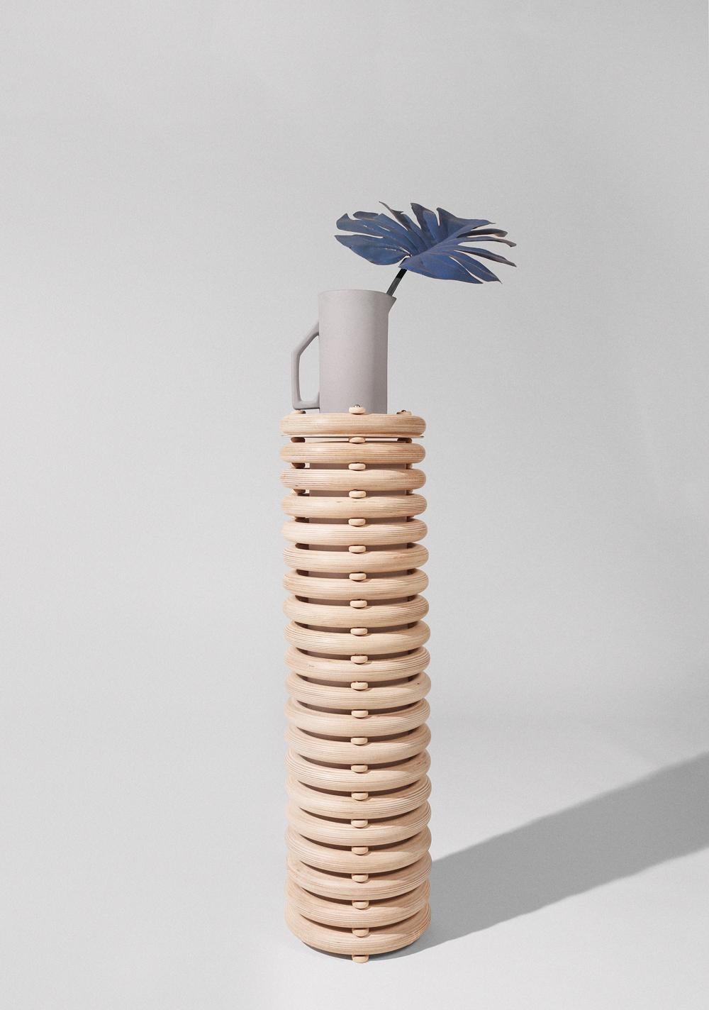 Made to order. Please allow six weeks for production.

The Echo family of sculptural totems pairs tropical warmth with Minimalist appeal. Made of stacked finely finished birch, the totems have an architectural rigidity and a soft visual appeal.