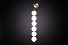 Marc Wood Echo Wall Light 6 Ball, Luxury Handcrafted Opal Glass & Brushed Brass