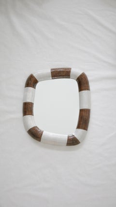 Irregular Framed Wall Mirror in Resin and Stone – Echoe Brown by Marcela Cure