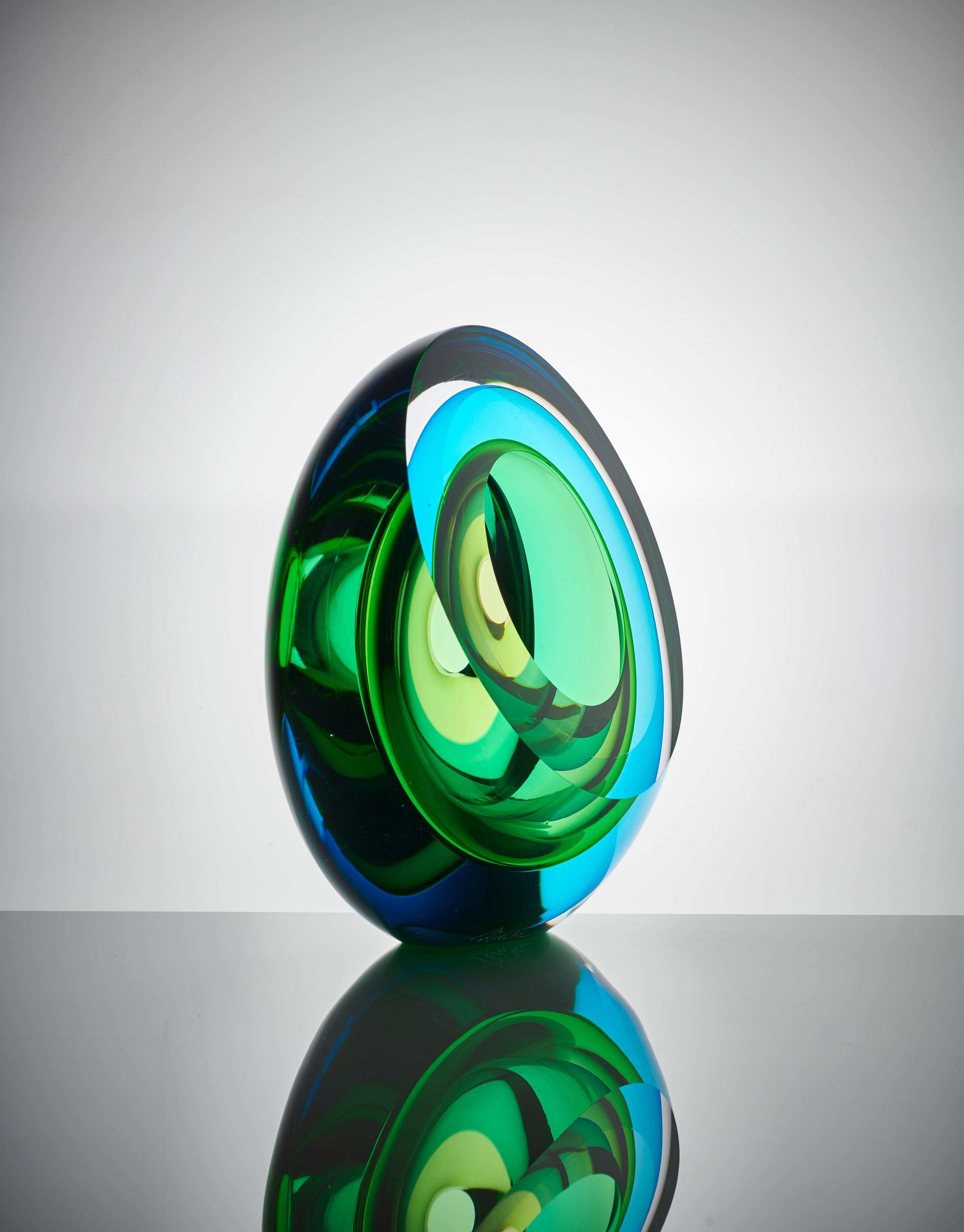 Post-Modern Echoes of Light, Abstract Glass Sculpture Centerpiece by Tim Rawlinson