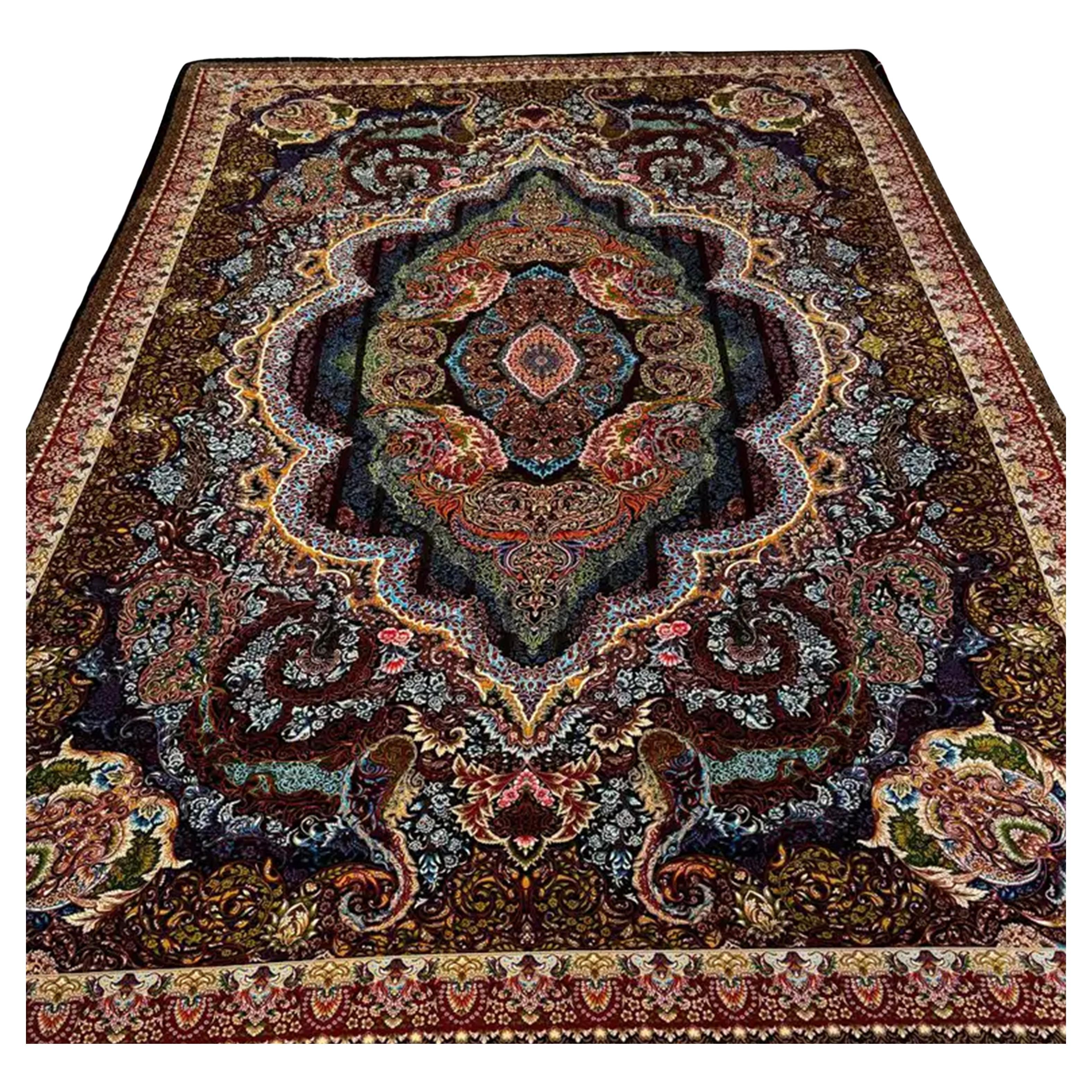 Echoes of Shiraz, Persian Pure Silk Rug, Iranian Craftsmanship, 0054 For Sale