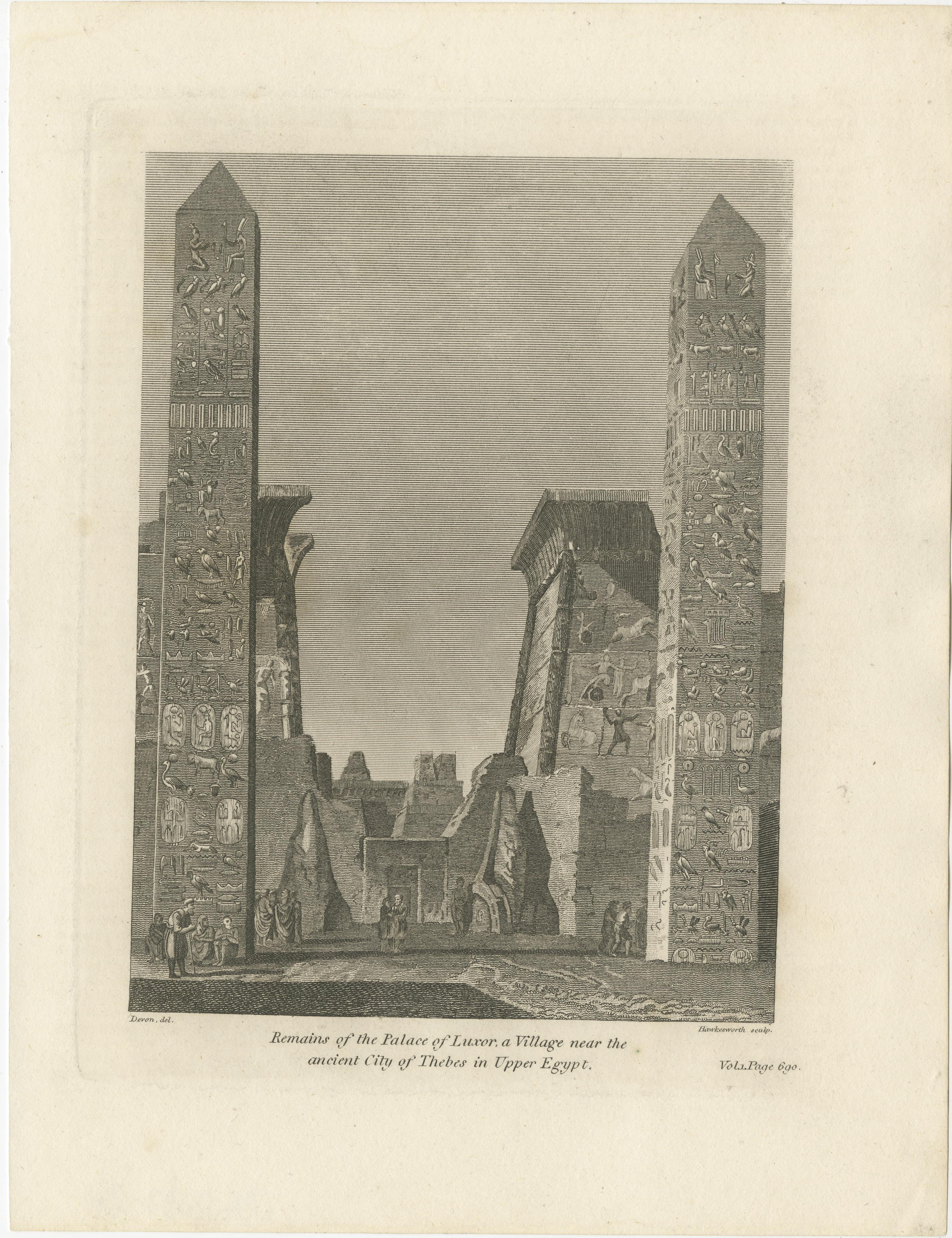 Engraved Echoes of Thebes: The Luxor Palace Ruins in Upper Egypt, 1801 For Sale