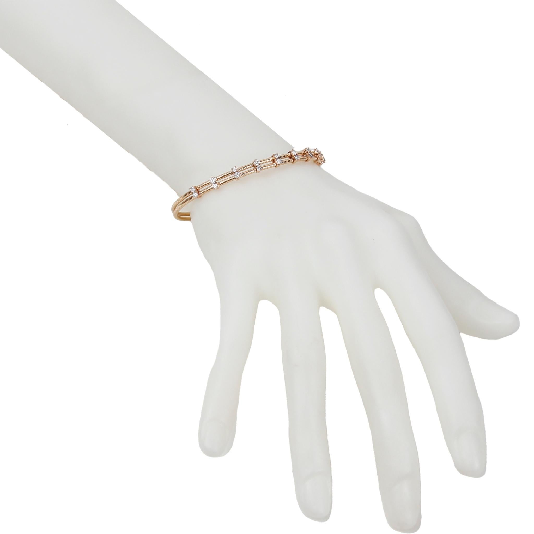 ECJ Collection 14k Rose Gold 0.55ctw Diamond Bangle Bracelet In New Condition For Sale In North Miami Beach, FL