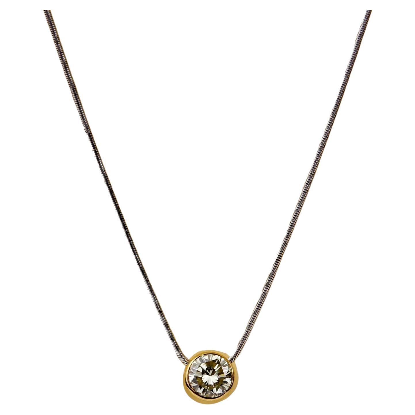 ECJ Collection 14K & 18K Gold Diamond Pendant Necklace For Sale