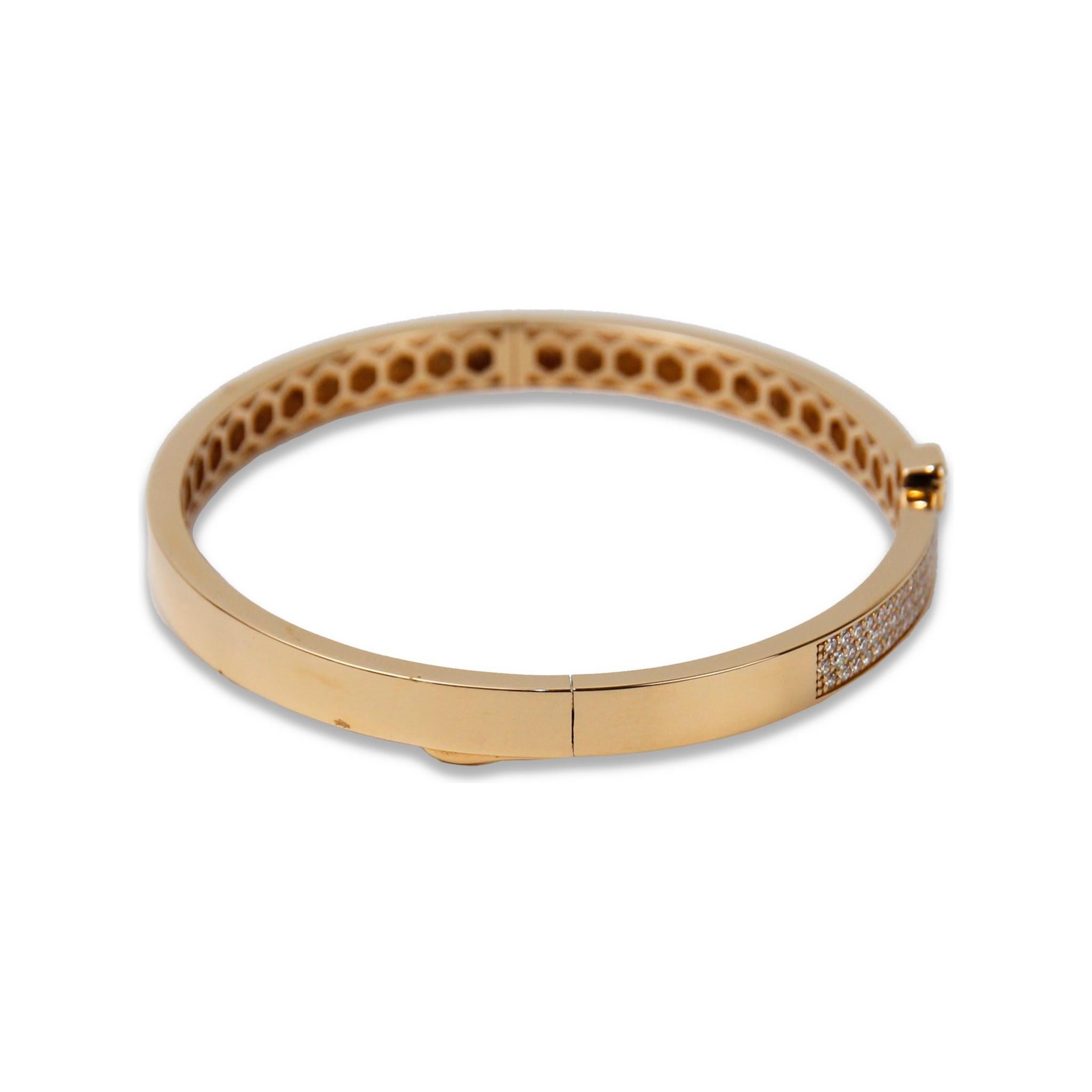 Modern ECJ Collection 18k Rose Gold 1.30ctw Diamond Bangle Bracelet For Sale