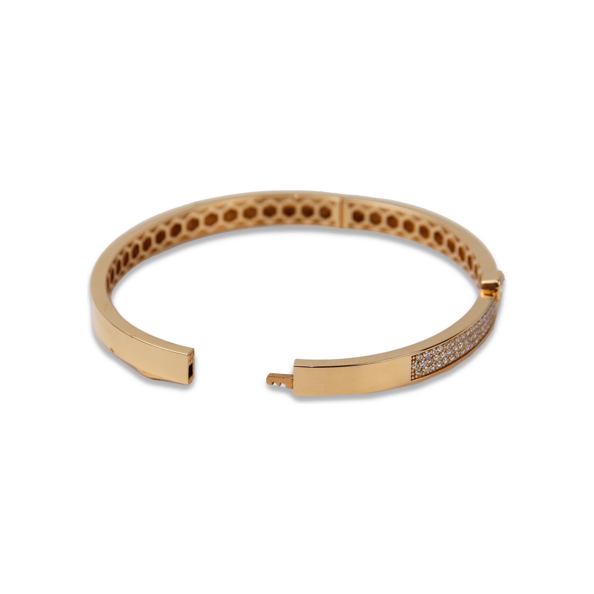 Taille brillant Bracelet jonc collection ECJ en or rose 18 carats avec diamants 1,30 carat en vente