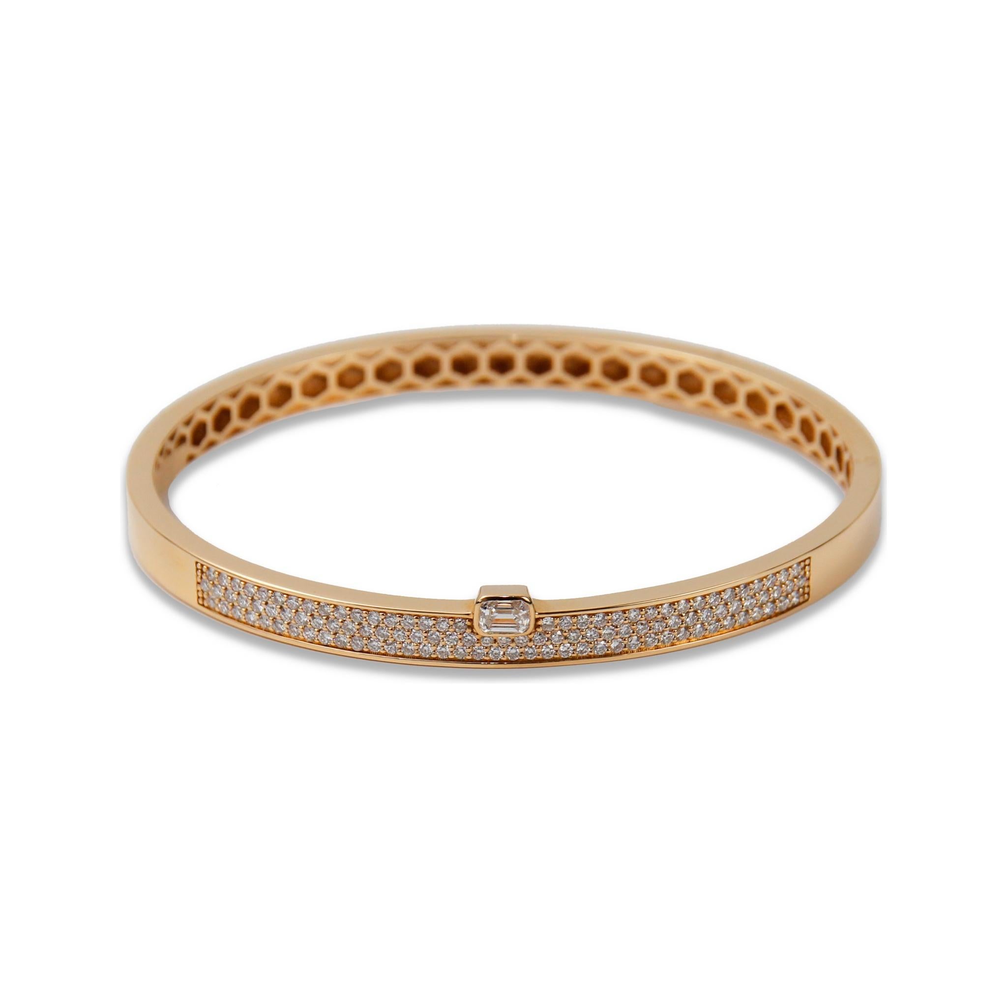 Bracelet jonc collection ECJ en or rose 18 carats avec diamants 1,30 carat Neuf - En vente à North Miami Beach, FL