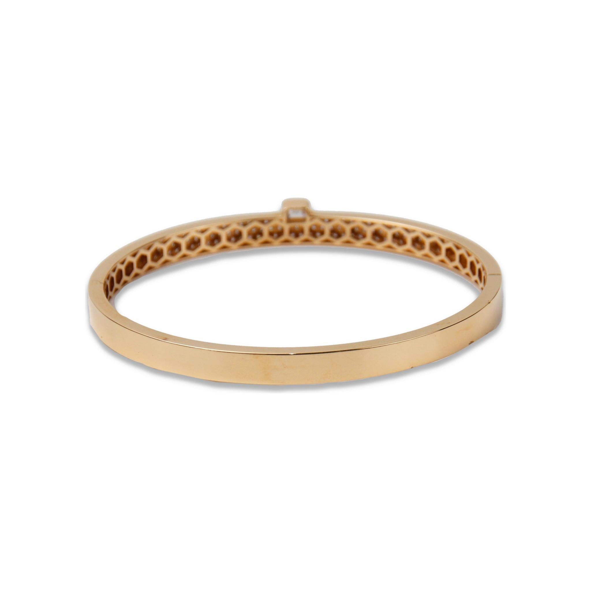 Women's or Men's ECJ Collection 18k Rose Gold 1.30ctw Diamond Bangle Bracelet For Sale