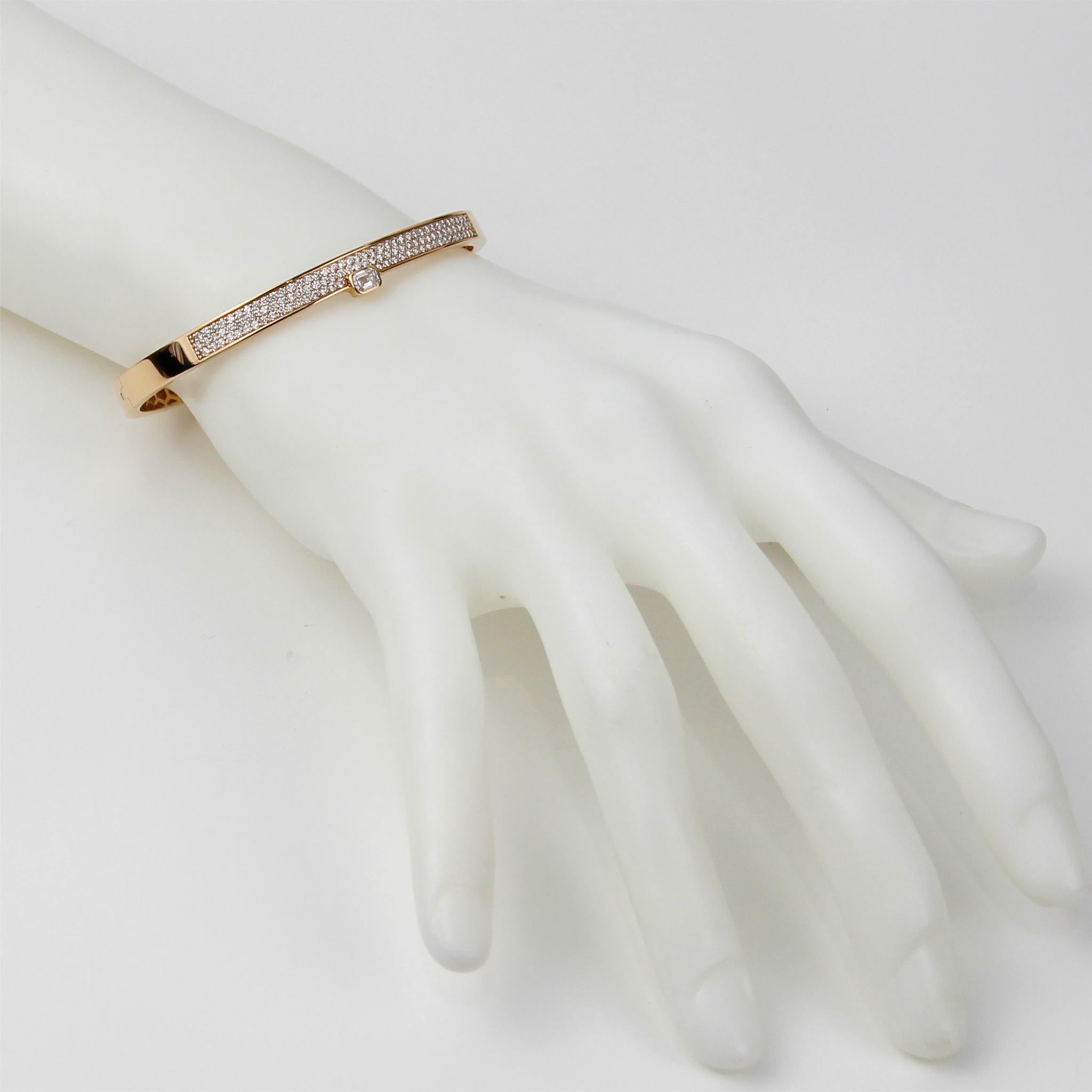 Bracelet jonc collection ECJ en or rose 18 carats avec diamants 1,30 carat en vente 1