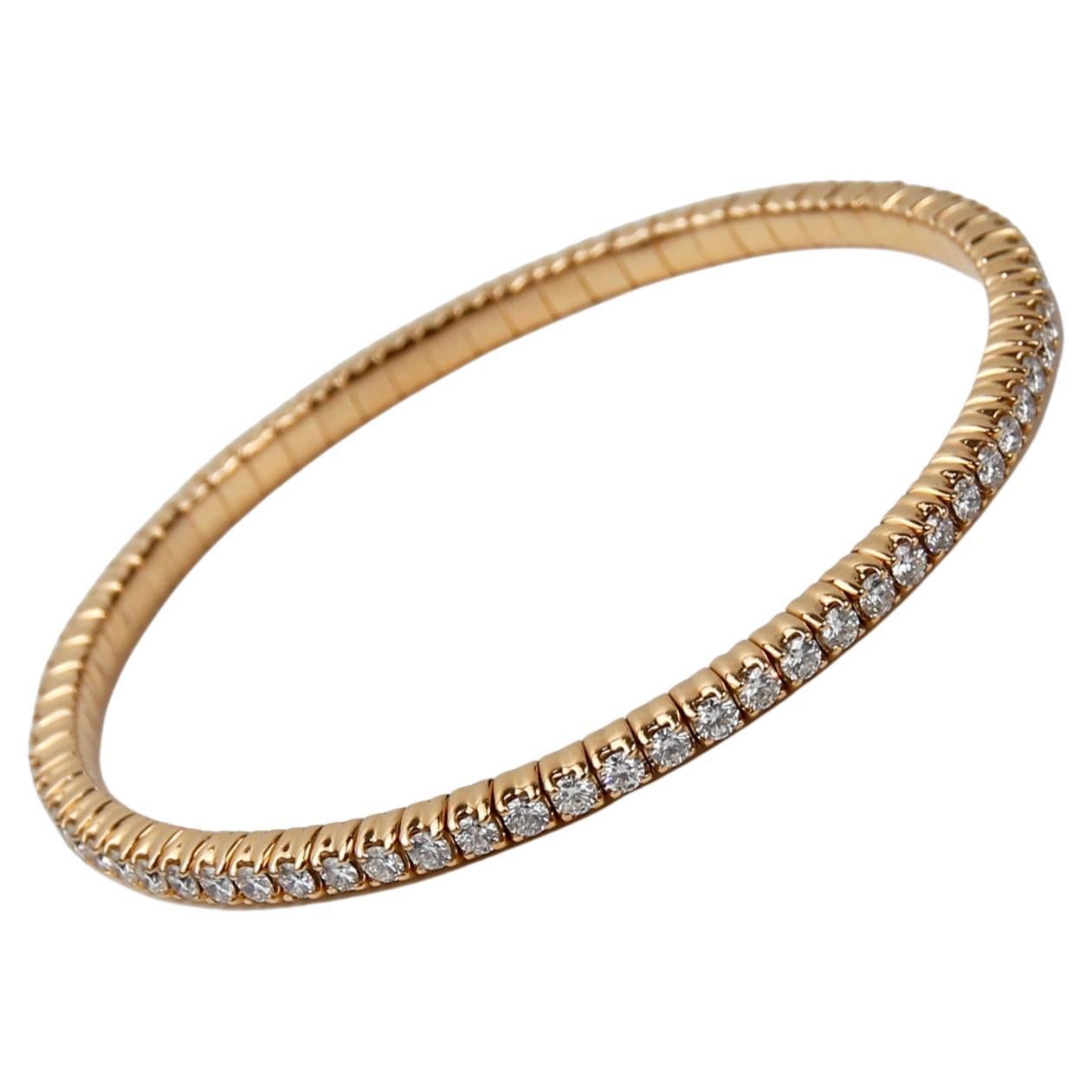 ECJ Collection 18k Rose Gold 3.32 Carat Diamond Flexible Bracelet For Sale