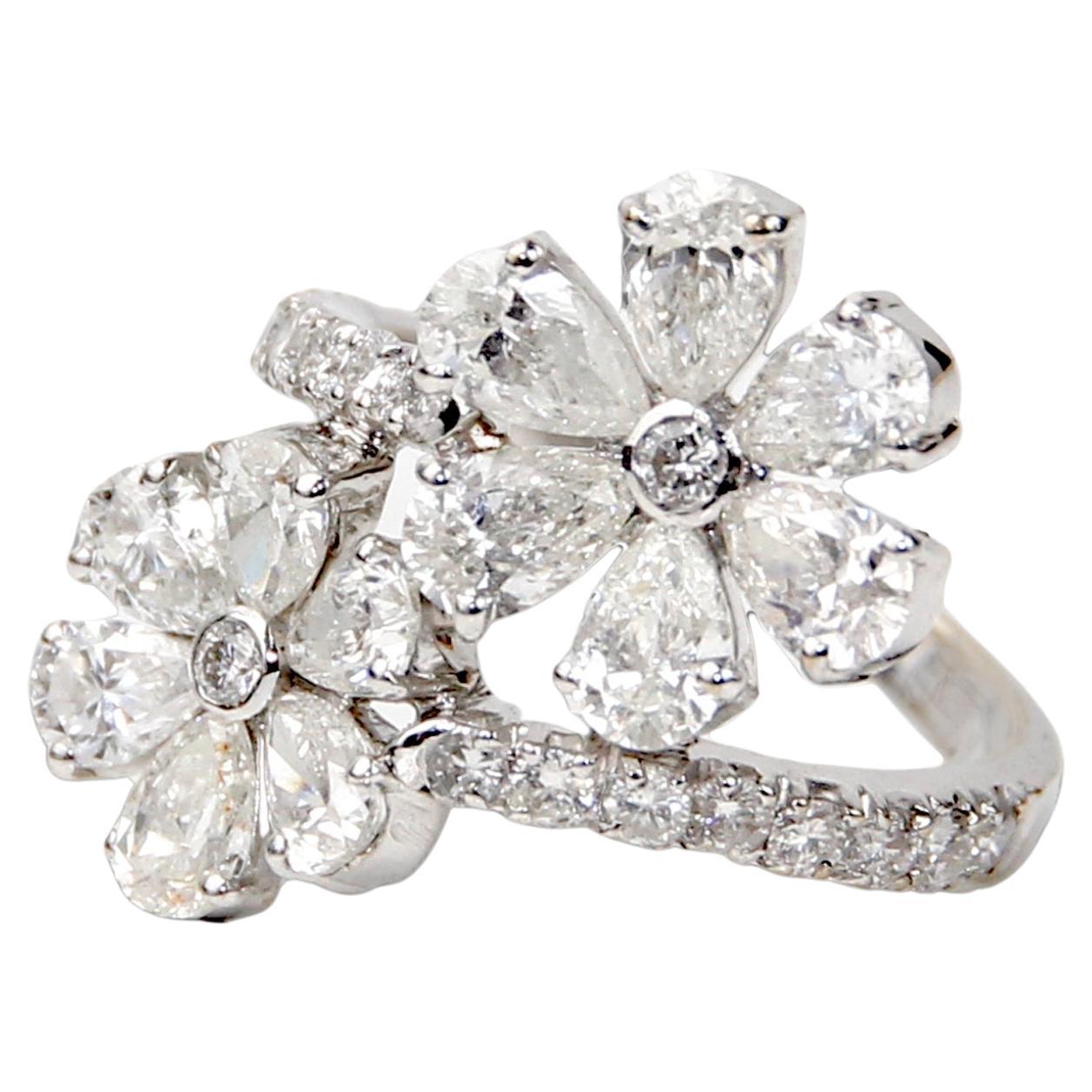 ECJ Collection 18k White Gold 3.67 Carat Diamond Flower Ring
