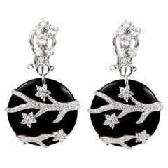 Ecj Collection 18k White Gold Black Onyx Earrings