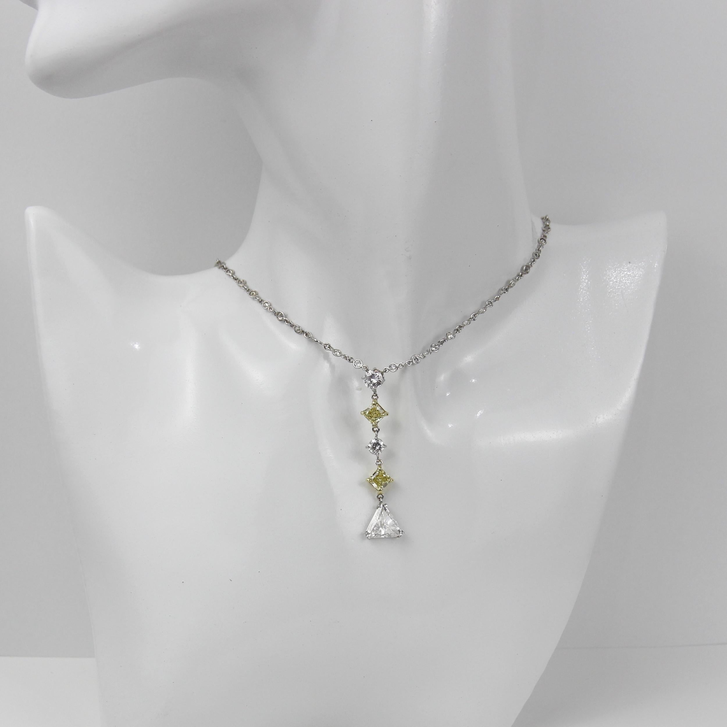 Brilliant Cut ECJ Collection 18K White Gold GIA Diamond Necklace For Sale