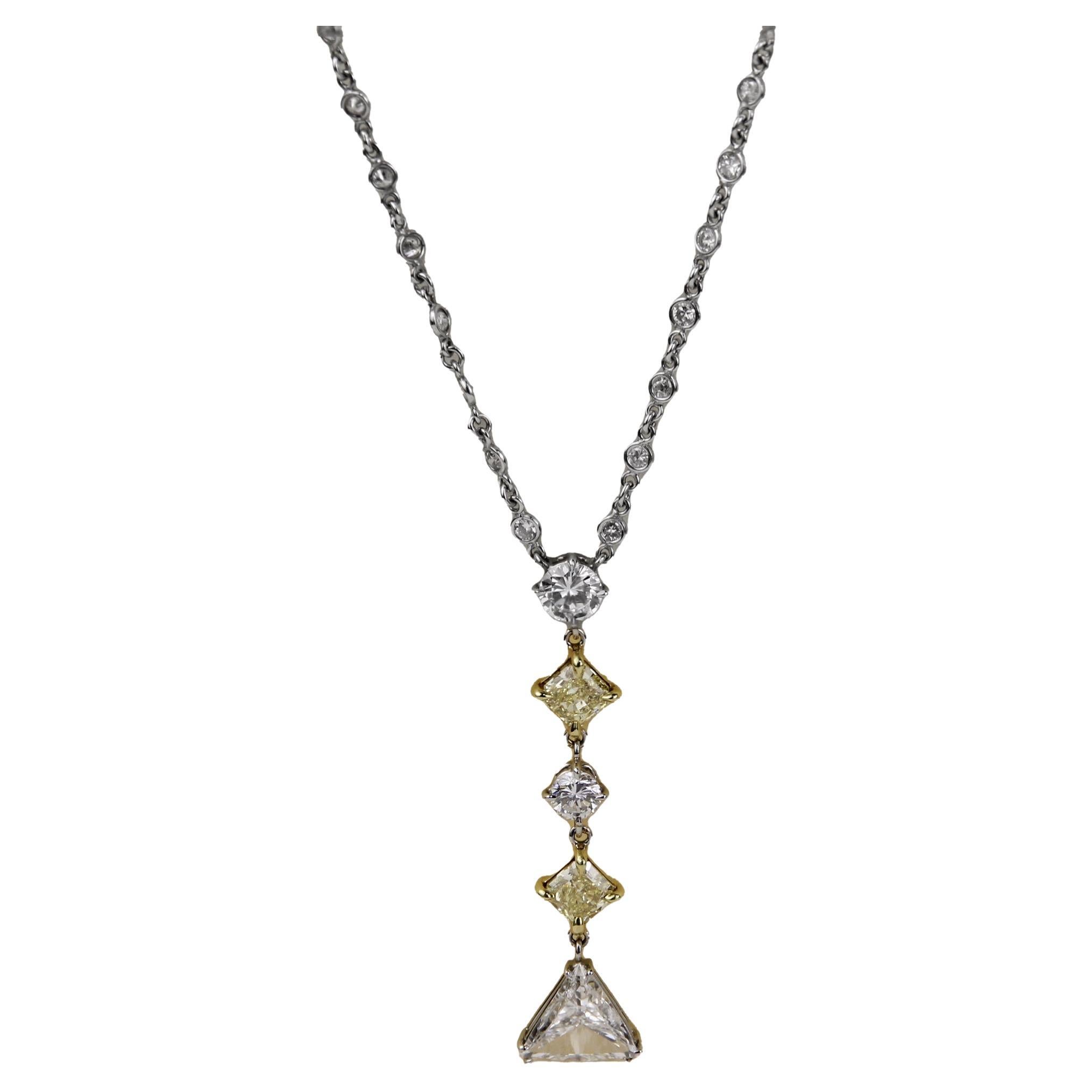 ECJ Collection 18K White Gold GIA Diamond Necklace For Sale