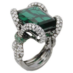 ECJ Collection 18K White Gold Diamond&Emerald Ring