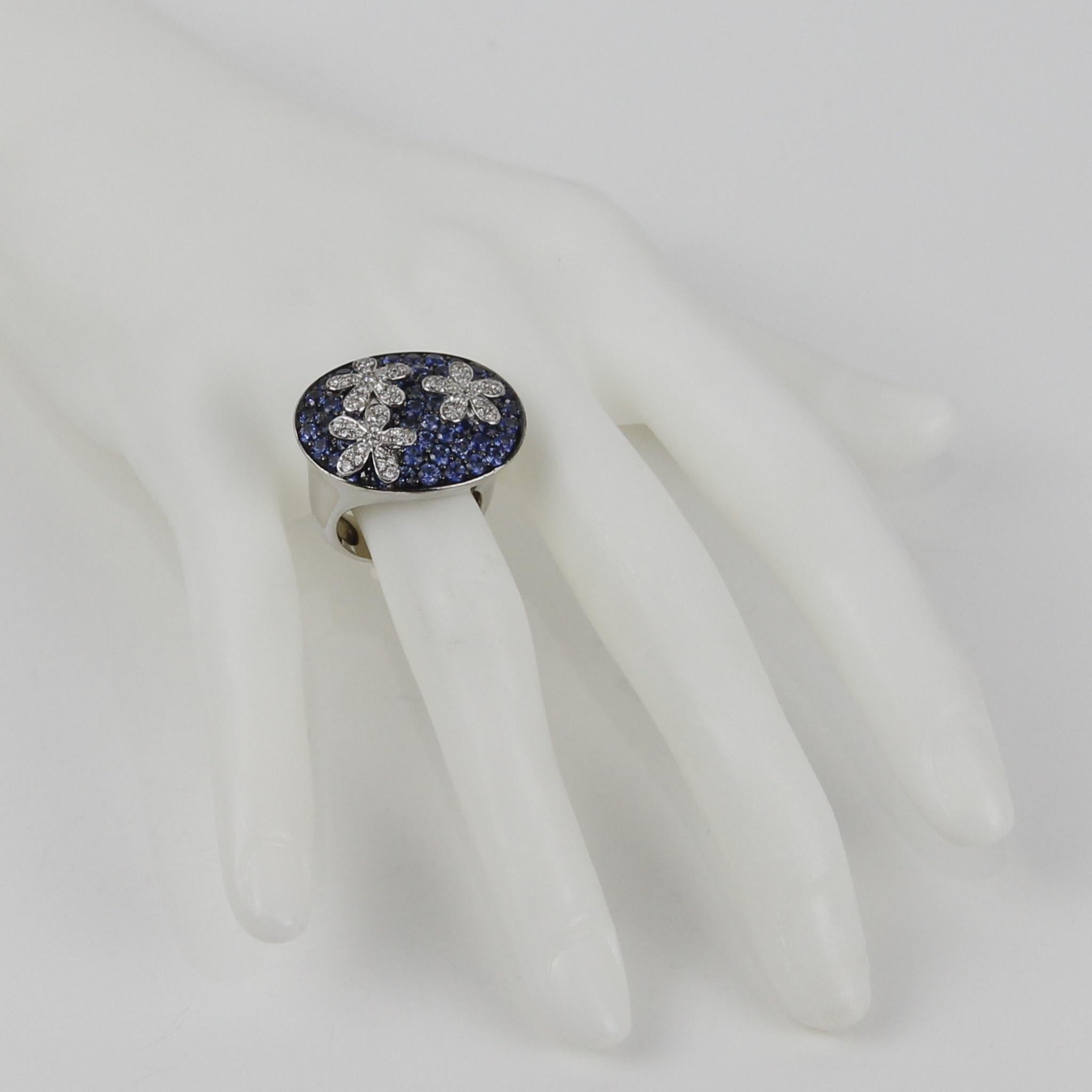 ECJ Collection 18K White Gold Diamond&Sapphire Ring In Excellent Condition For Sale In North Miami Beach, FL