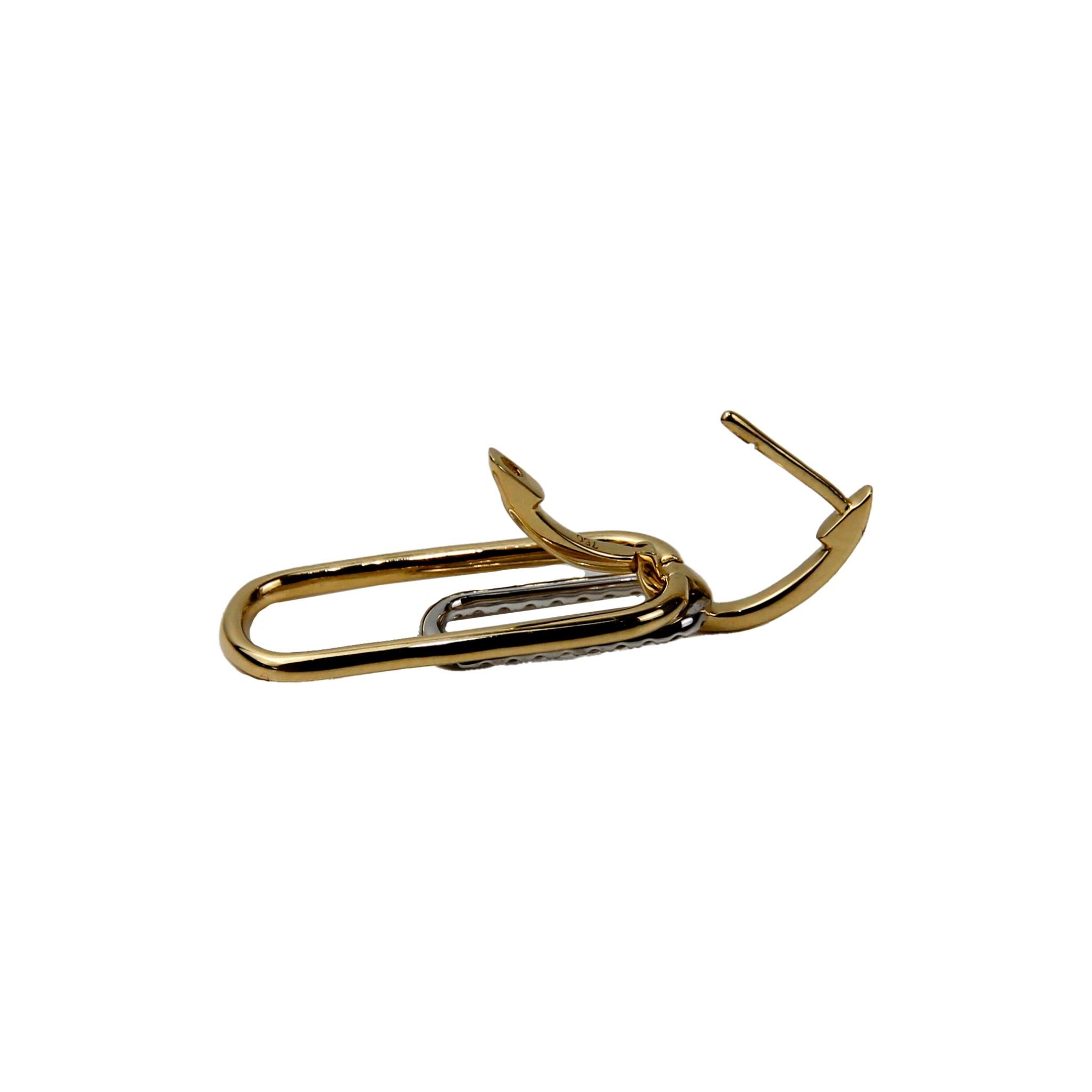 Moderne Collection ECJ, boucles d'oreilles en or blanc et jaune 18 carats avec diamants 0,28 carat tw en vente