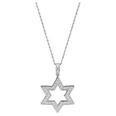 ECJ Collection Star of David 18k White Gold 0.8ctw Diamond Pendant Necklace