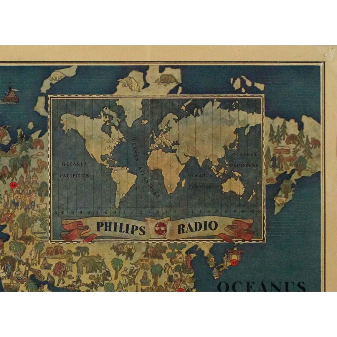 Circa 1935 original poster by Walter Eckhard - Philips Radio G.M. Oord Haarlem For Sale 1