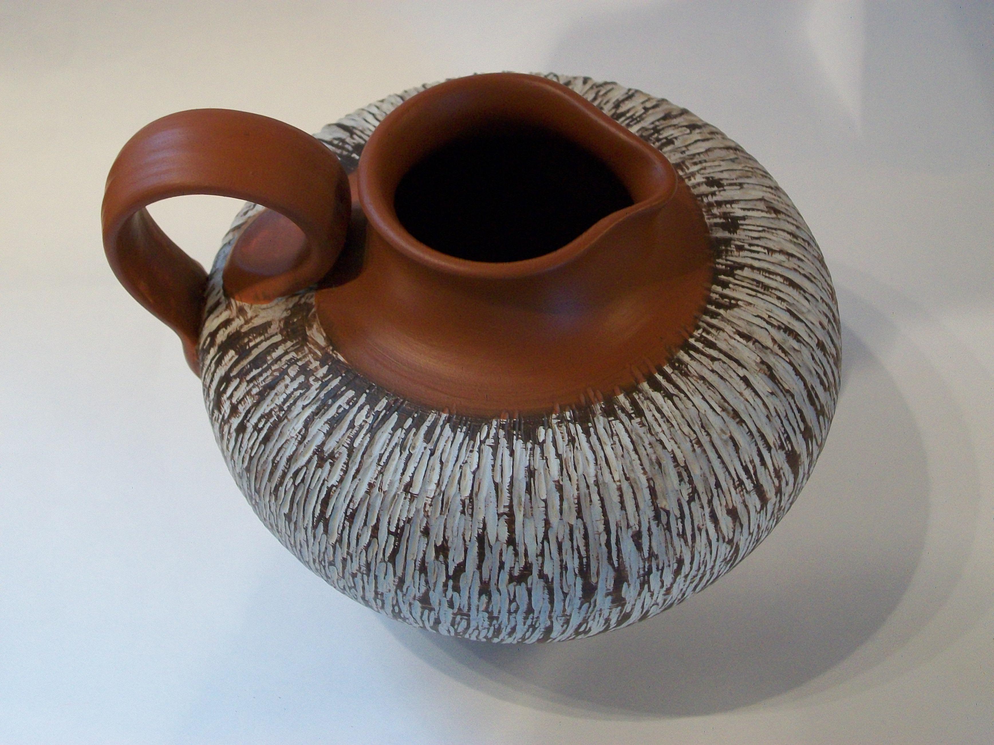 Glazed Eckhardt & Engler, 'Rinde', Mid Century Terracotta Pitcher, Germany, C.1957 For Sale