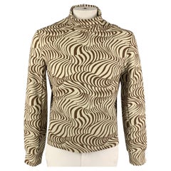ECKHAUS LATTA Size XL Beige Brown Print Viscose Blend Turtleneck Pullover