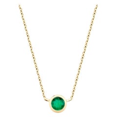 Ecksand 14k Yellow Gold Bezel Single Emerald Necklace