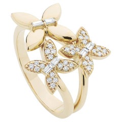 Ecksand 14k Yellow Gold Diamond Trio Butterfly Ring