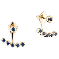 Ecksand 14k Yellow Gold Jacket Pavé Blue Sapphire Earrings
