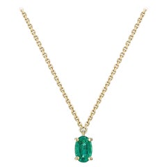 Ecksand 14k Yellow Gold Oval Cut Emerald Necklace