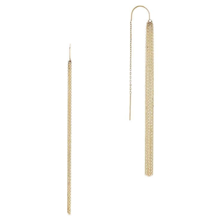 Ecksand 14k Yellow Gold Threader Tassel Earrings For Sale