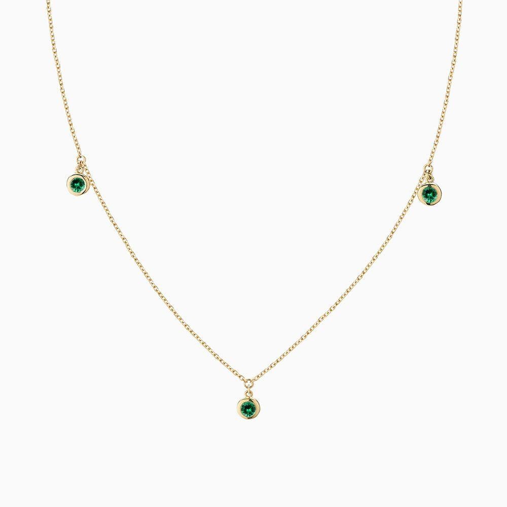 Modern Ecksand 14k Yellow Gold Three Emerald Choker Necklace For Sale