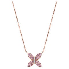 Ecksand 18k Rose Gold Diamond Butterfly Necklace with Pink Sapphire Pavé