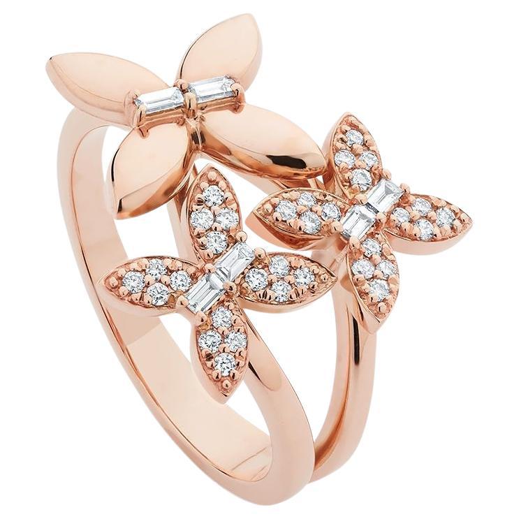 For Sale:  Ecksand 18k Rose Gold Diamond Trio Butterfly Ring