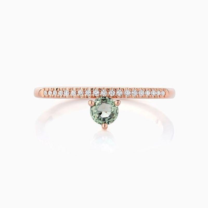 For Sale:  Ecksand 18k Rose Gold Green Sapphire Wedding Ring with Diamond Pavé 8