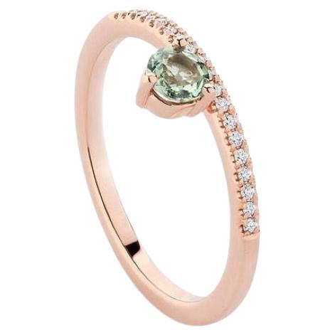 For Sale:  Ecksand 18k Rose Gold Green Sapphire Wedding Ring with Diamond Pavé