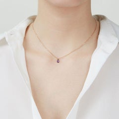Ecksand 18k Rose Gold Pear Cut Purple Sapphire Pendant Necklace