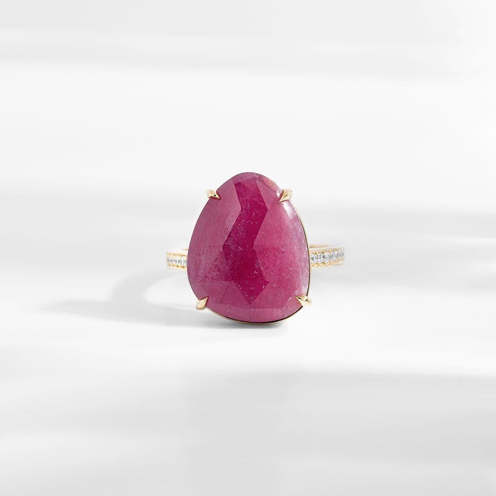For Sale:  Ecksand 18k Rose Gold Pink Sapphire Cocktail Ring with Diamond Pavé 6