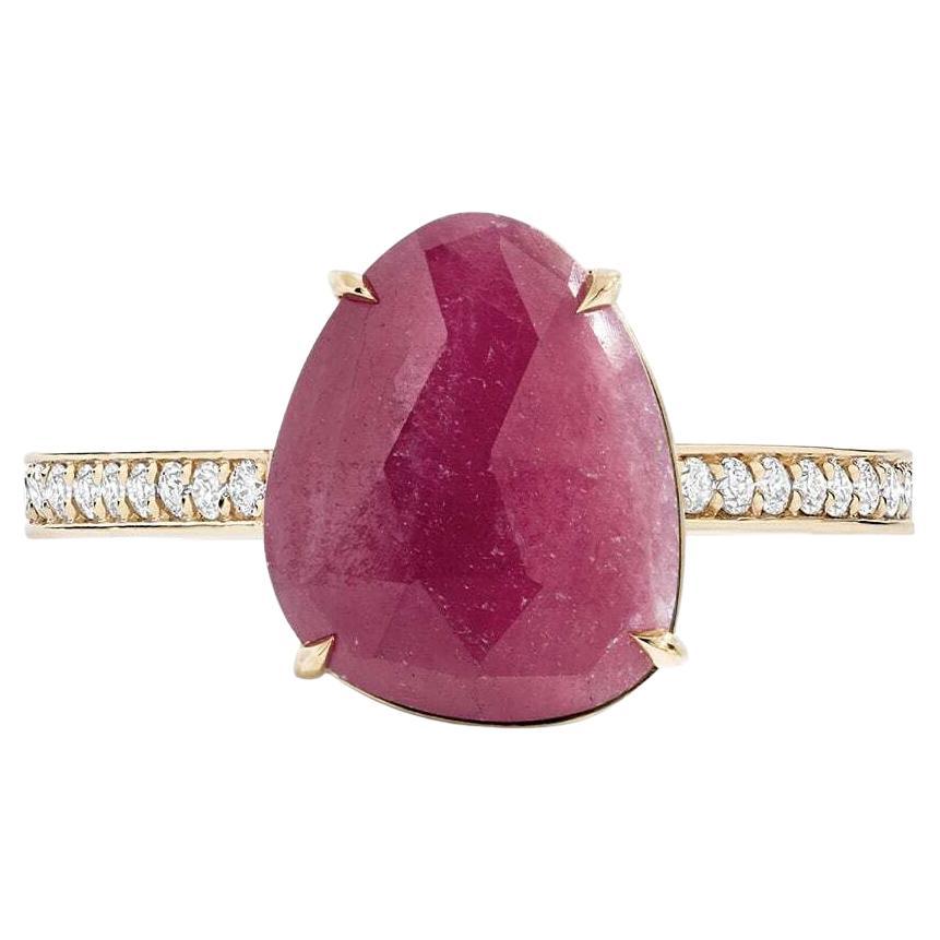 For Sale:  Ecksand 18k Rose Gold Pink Sapphire Cocktail Ring with Diamond Pavé