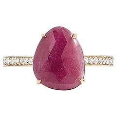 Ecksand 18k Rose Gold Pink Sapphire Cocktail Ring with Diamond Pavé