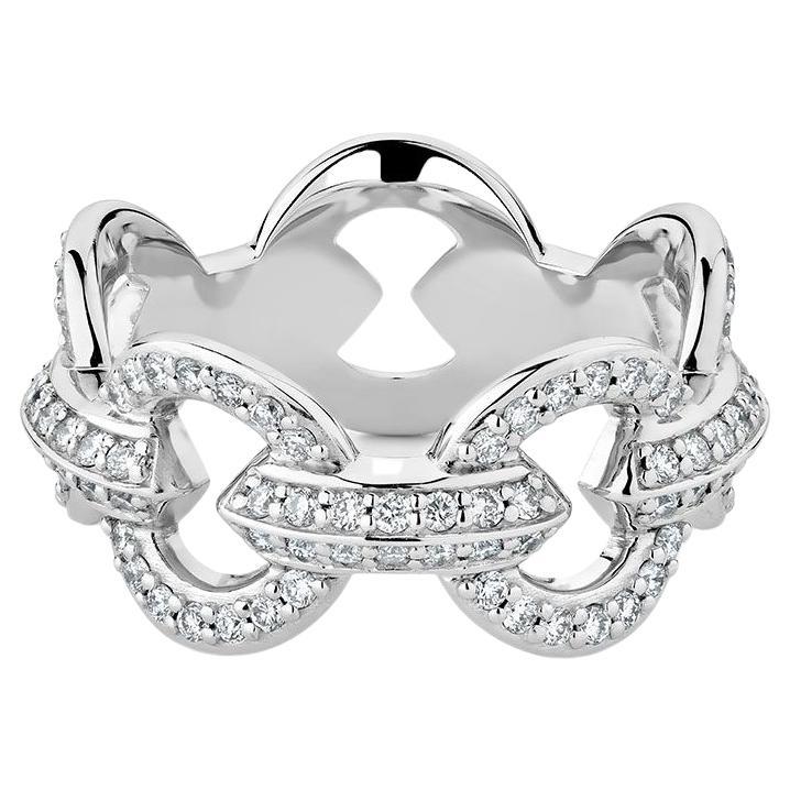 For Sale:  Ecksand 18k White Gold Bold Chain Ring With Full Diamond Pave