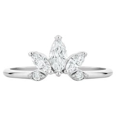 Ecksand 18k White Gold Marquise Diamond Curved Wedding Ring
