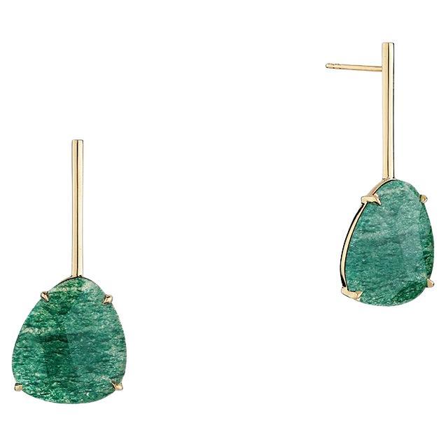 Ecksand 18k Yellow Gold Aventurine Dangle Earrings For Sale