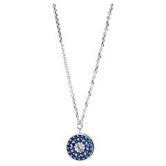Ecksand Halskette, 18 Karat Gelbgold, blauer Saphir, böse Augen