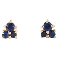 Ecksand 18k Yellow Gold Cluster Blue Sapphire Stud Earrings
