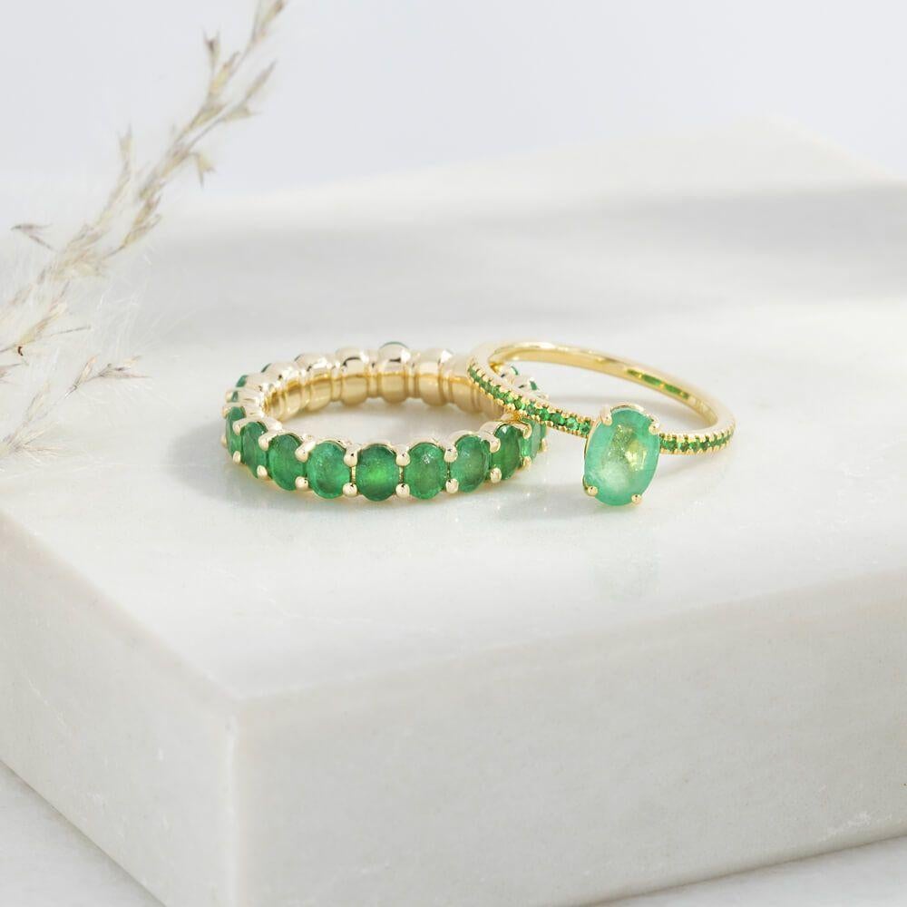 For Sale:  Ecksand 18k Yellow Gold Emerald Eternity Ring 6