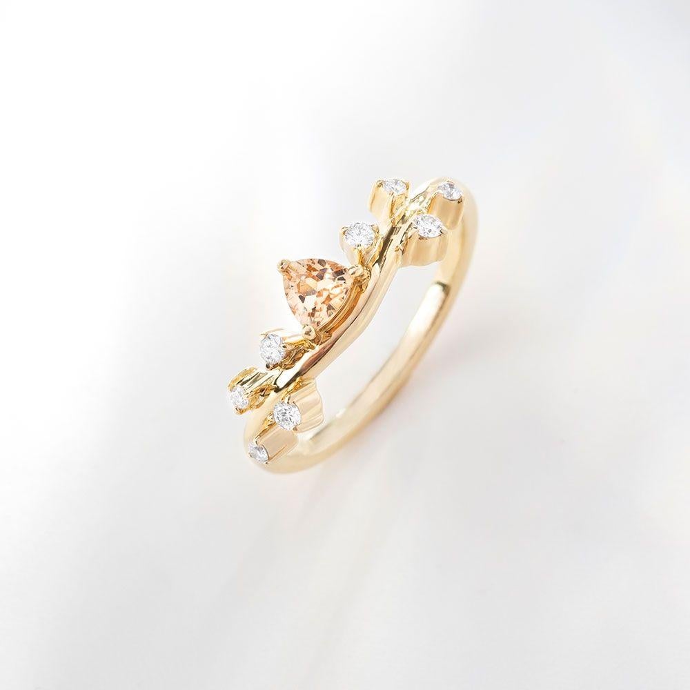 For Sale:  Ecksand 18k Yellow Gold Imperial Topaz Ring with Side Diamonds 3